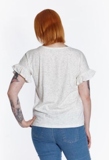Picture of Oversized t-shirt with frills, white black speckled