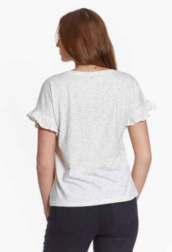 Bild von Oversized T-Shirt mit Rüschen, weiss méliert