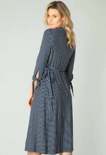 Picture of Jersey Wrap Dress, navy blue white striped