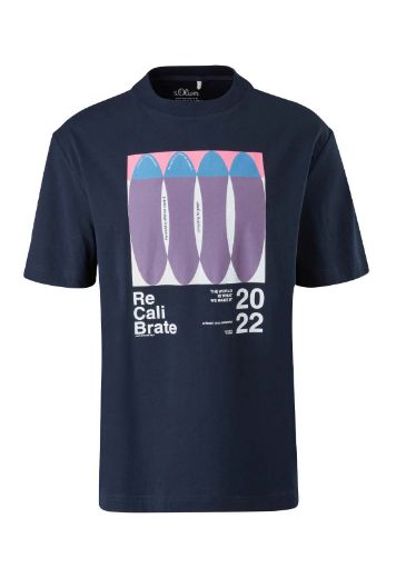 Bild von Print T-Shirt mit Rundhalsausschnitt, blau