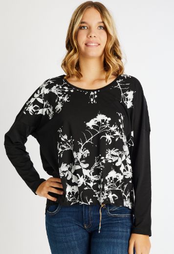 Picture of Boxy Long Sleeve Shirt Flower Print