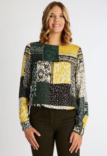 Picture of Blouse Top with Patchwork Pattern, yellow green