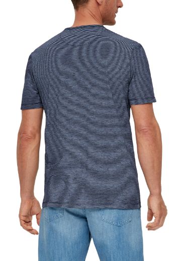Image de s.Oliver Tall T-shirt à Col Henley, blue stripes